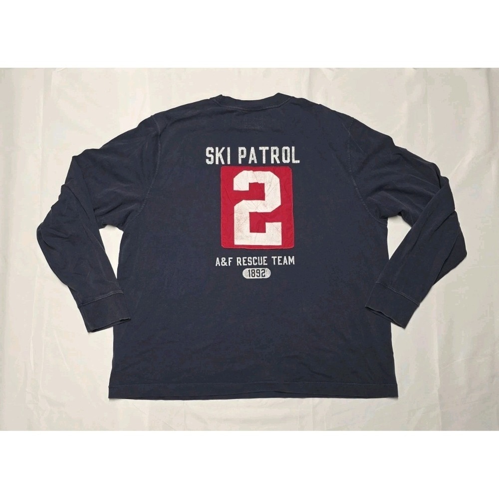 Vintage Abercrombie & Fitch Ski Patrol Shirt Sz XL Blue Y2K Long Sleeve Graphic